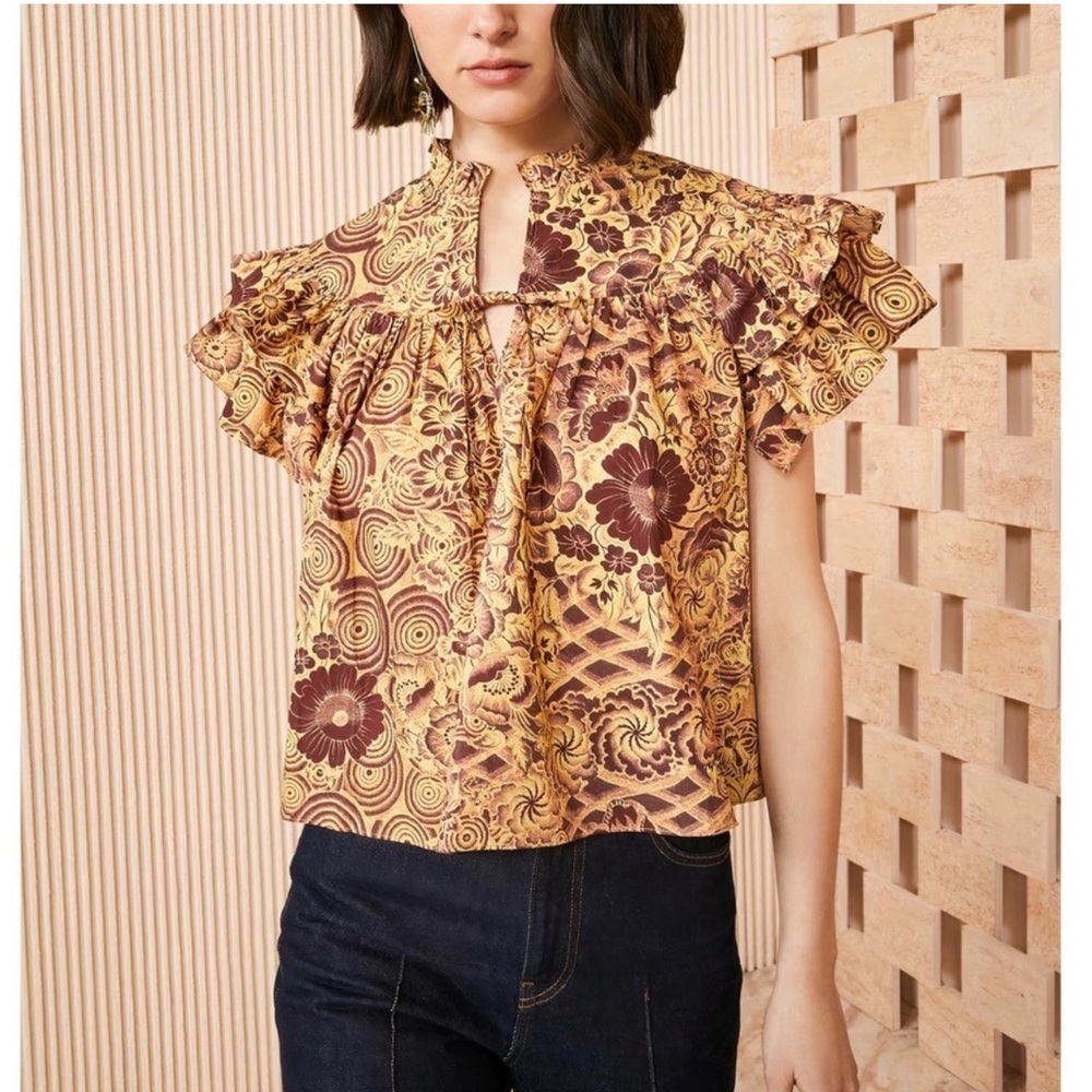 NWT Ulla Johnson Letty Ruffle Shelve top -Amber